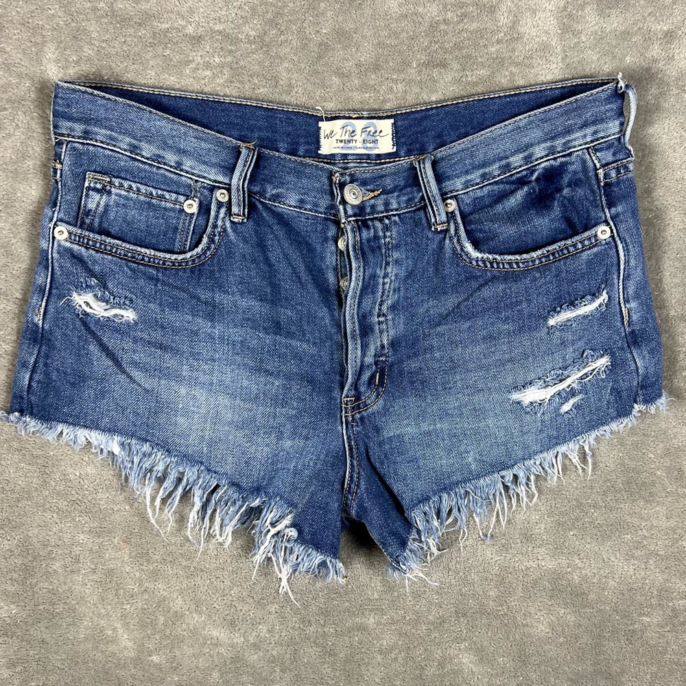 Free People Shorts Womens 28 We The Free Loving Good Vibrations Cutoff Butterfly - Picture 2 of 7